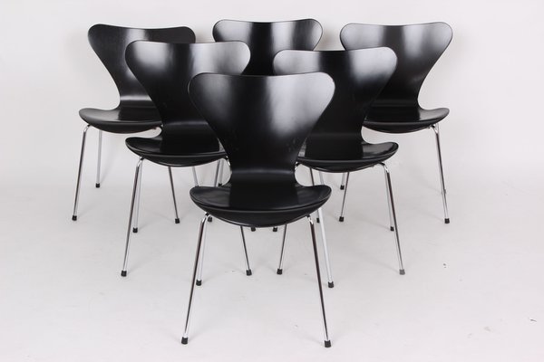 Model 3107 Chairs by Arne Jacobsen for Fritz Hansen, 1950s, Set of 6-DQ-1819387