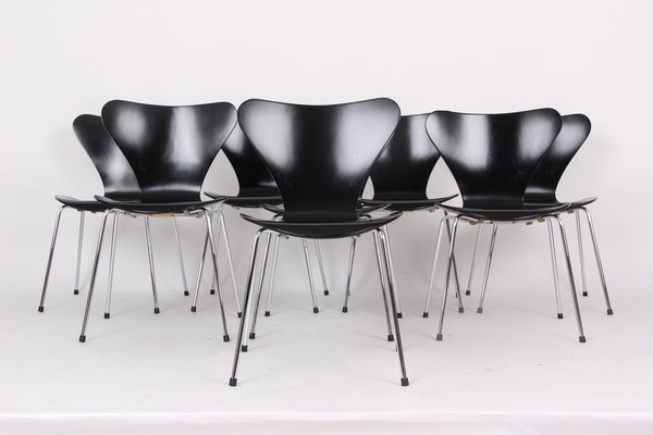 Model 3107 Chairs by Arne Jacobsen for Fritz Hansen, 1950s, Set of 8-DQ-1819397