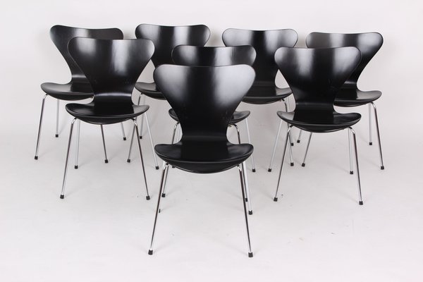 Model 3107 Chairs by Arne Jacobsen for Fritz Hansen, 1950s, Set of 8-DQ-1819397