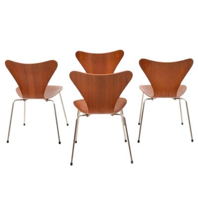 Model 3107 Chairs in Teak by Arne Jacobsen for Fritz Hansen, 1960s, Set of 4-UY-1768003