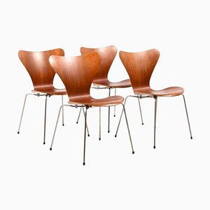 Model 3107 Chairs in Teak by Arne Jacobsen for Fritz Hansen, 1960s, Set of 4-UY-1768003