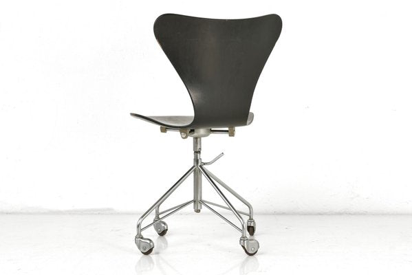 Model 3107 Desk Chair with Wheels by Arne Jacobsen for Fritz Hansen, Denmark, 1955-LOB-1255434