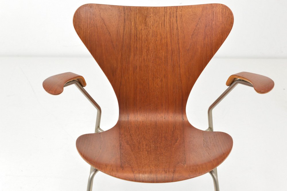 Model 3207 Chairs in Teak by Arne Jacobsen for Fritz Hansen, Denmark, 1955, Set of 4