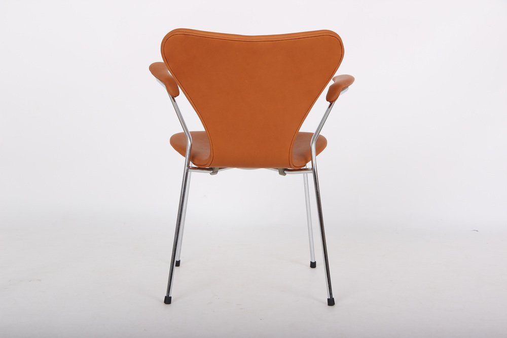 Model 3207 Leather Chairs by Arne Jacobsen for Fritz Hansen, Set of 4