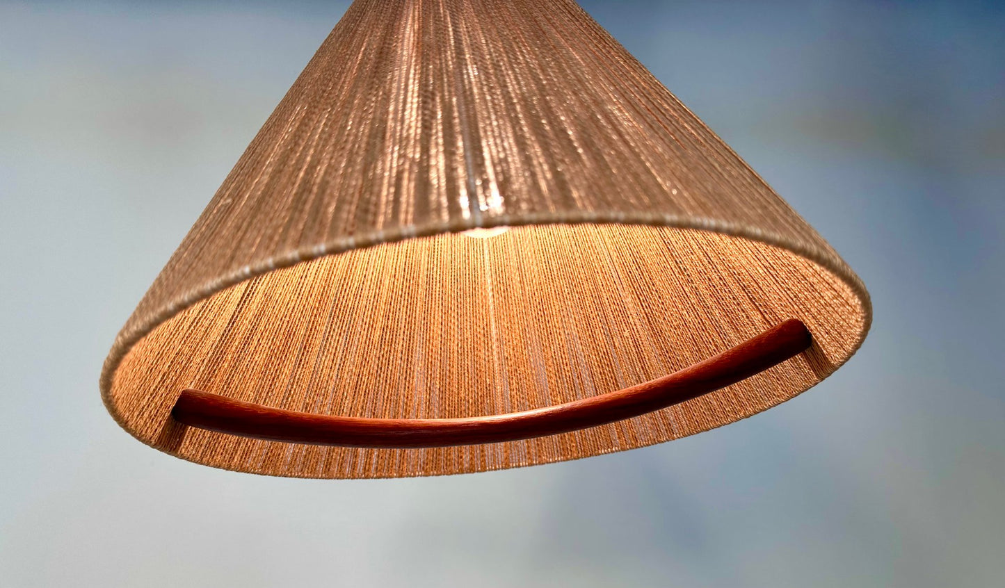 Model 324 Height Adjustable Teak and Sisal Cord Hanging Lamp from Temde Leuchten, 1950s