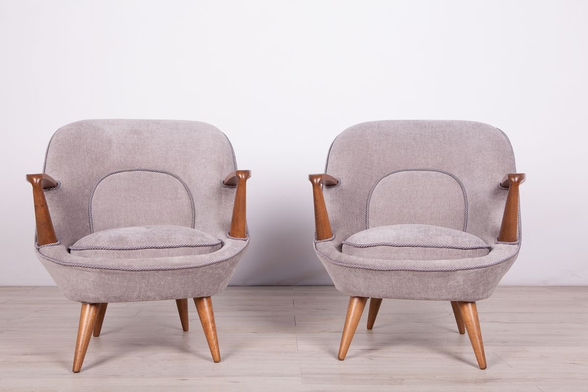 Model 345 Armchairs by J. Jędrychowicz & K. Racinowski for Poznan Furniture Factory, 1950s, Set of 2