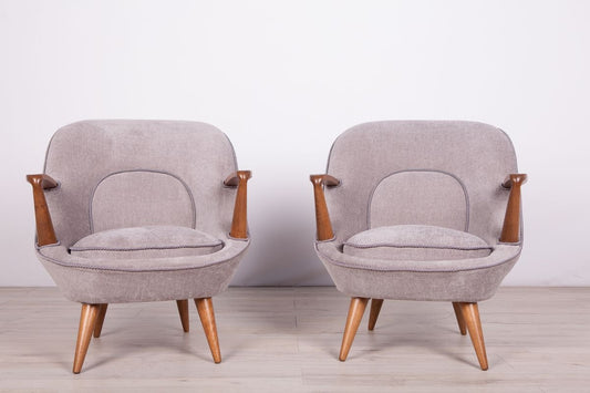 Model 345 Armchairs by J. Jędrychowicz & K. Racinowski for Poznan Furniture Factory, 1950s, Set of 2