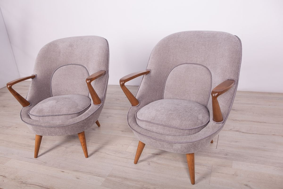 Model 345 Armchairs by J. Jędrychowicz & K. Racinowski for Poznan Furniture Factory, 1950s, Set of 2