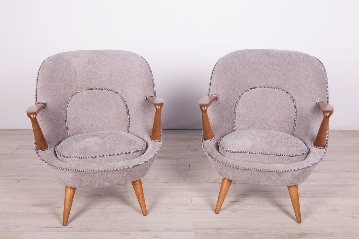 Model 345 Armchairs by J. Jędrychowicz & K. Racinowski for Poznan Furniture Factory, 1950s, Set of 2