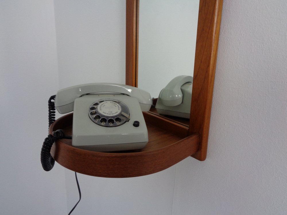 Model 404 Teak Mirror with Tray by Aksel Kjersgaard for Odder Møbler, Denmark, 1960s