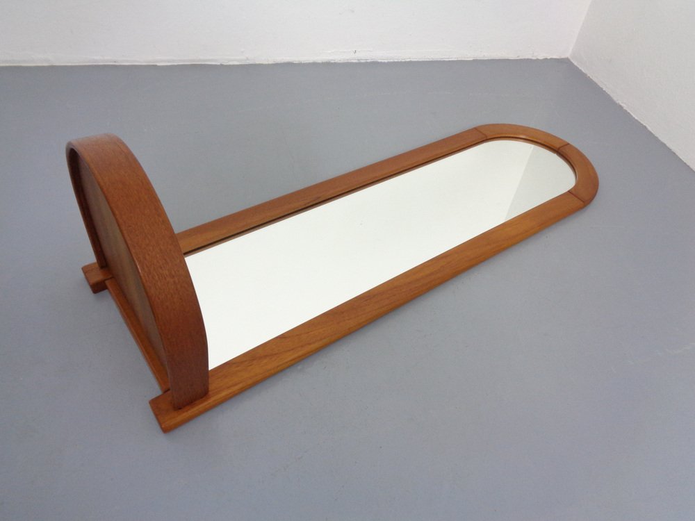 Model 404 Teak Mirror with Tray by Aksel Kjersgaard for Odder Møbler, Denmark, 1960s