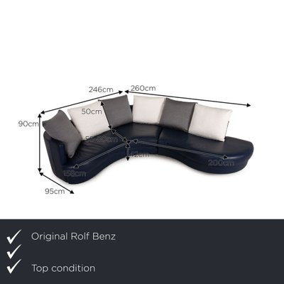 Model 4500 Corner Sofa in Dark Blue Leather from Rolf Benz-RQW-1748345