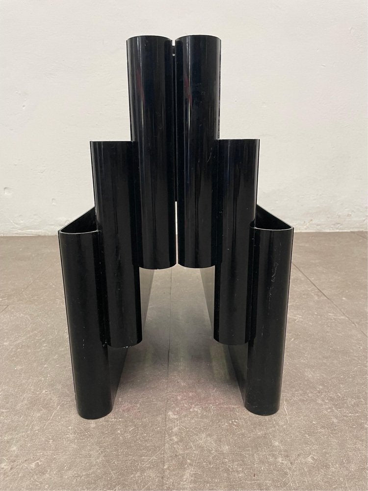 Model 4675 Magazine Rack in Black attributed to Giotto Stoppino for Kartell, 1970s