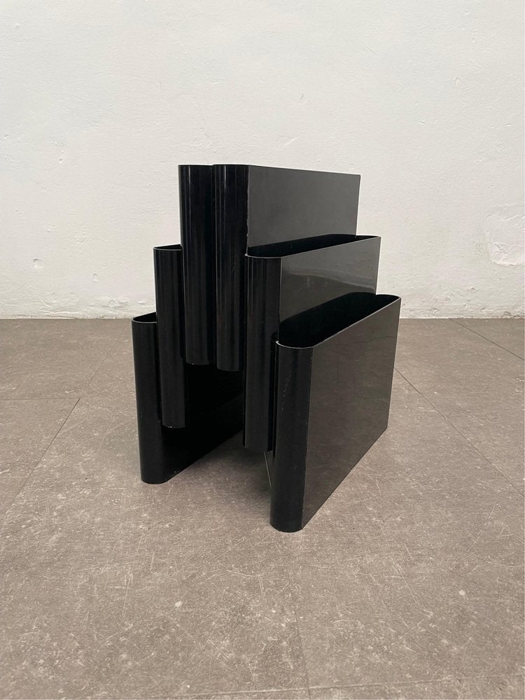 Model 4675 Magazine Rack in Black attributed to Giotto Stoppino for Kartell, 1970s