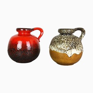 Model 484-21 Pottery Fat Lava Vases from Scheurich, Germany, 1970s, Set of 2-QZ-1052943