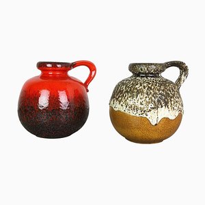 Model 484-21 Pottery Fat Lava Vases from Scheurich, Germany, 1970s, Set of 2-QZ-1052870