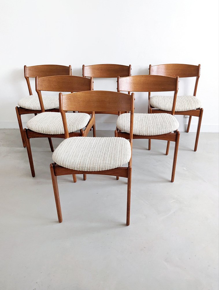 Model 49 Dining Chairs attributed to Erik Buck for Oddense Maskinsnedkeri, 1960s, Set of 6