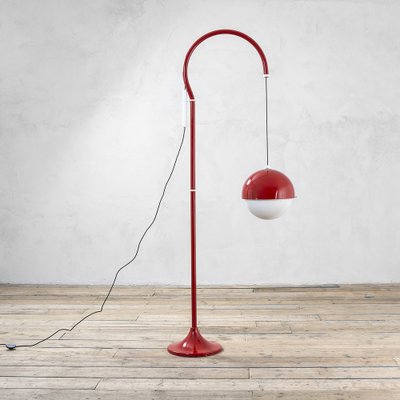 Model 5055 Red Metal Ground Lamp with Ups and Down System by Luigi Bandini Buti for Kartell-FWM-1355348