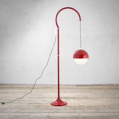 Model 5055 Red Metal Ground Lamp with Ups and Down System by Luigi Bandini Buti for Kartell-FWM-1355348