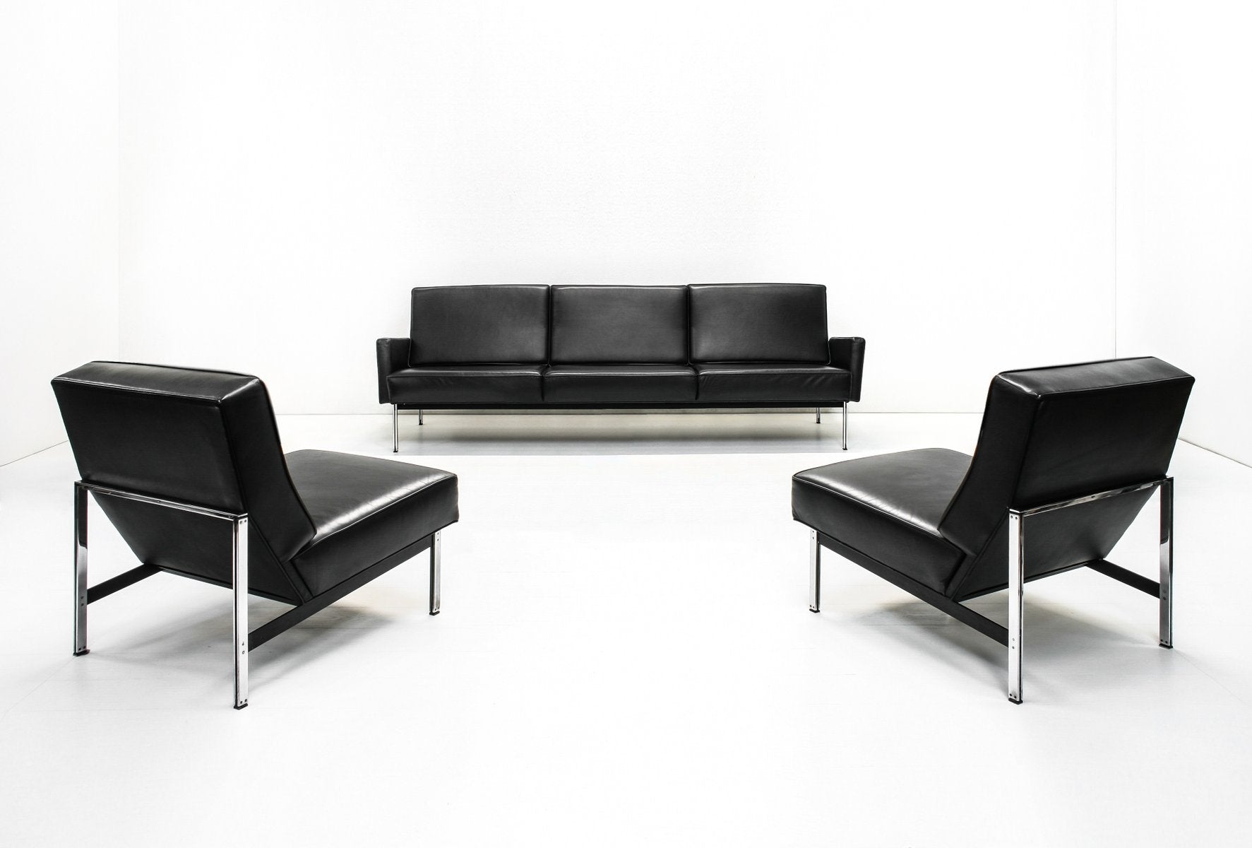 Model 51 Parallel Bar Sofa & Slipper Chairs by Florence Knoll for Knoll International, 1960s, Set of 3