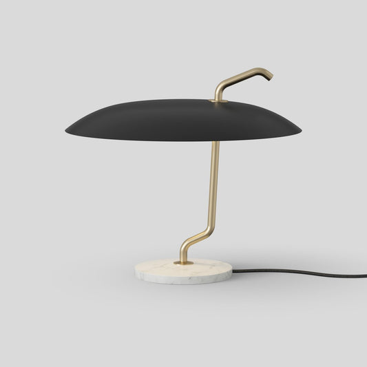 Model 537 Table Lamp with Black Reflector and Brass Structure by Gino Sarfatti for Astep