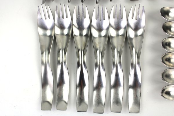 Model 7000 Danube Cutlery by Janos Megyik for Amboss, 1970s, Set of 24-ZWH-1777083