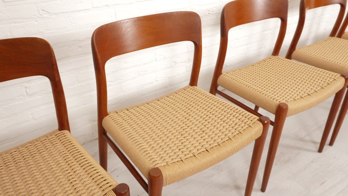 Model 75 Dining Chairs in Teak by Niels Otto Møller for J.L. Møllers, 1950s, Set of 6-HPM-2035056