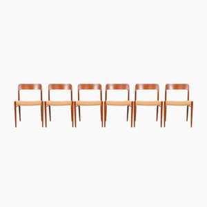 Model 75 Dining Chairs in Teak by Niels Otto Møller for J.L. Møllers, 1950s, Set of 6-HPM-2035056