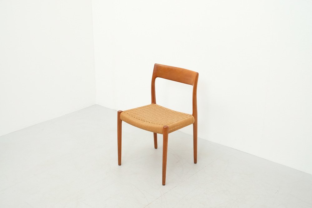 Model 77 Chairs in Teak and Papercord by Niels Møller, 1960, Set of 4