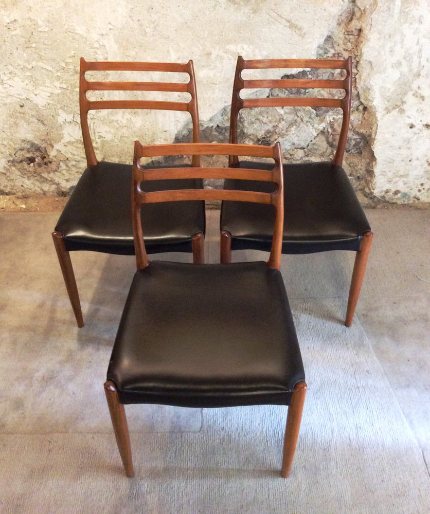 Model 78 Dining Chairs in the style of Moller by Niels Otto N. O. Møller, 1960s, Set of 3