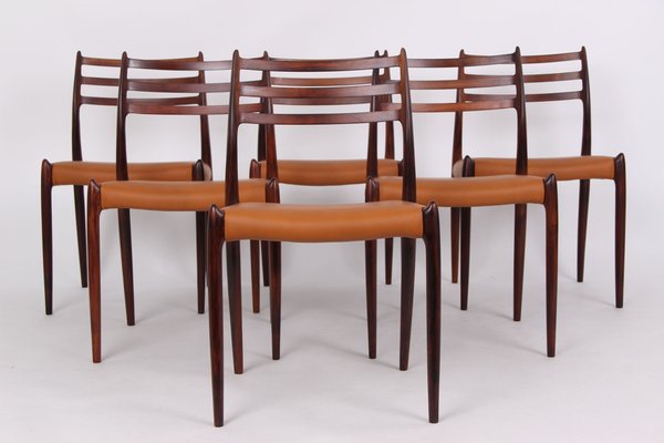 Model 78 Rosewood Chairs by Niels Otto Møller for J.L. Møllers Denmark, 1962, Set of 6-DQ-1404486