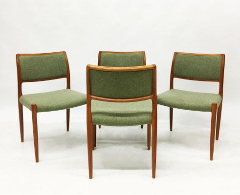 Model 80 Dining Chairs by Niels Otto Møller for J. L. Møller-Højbjerg, Denmark, Set of 4-UCH-1224467