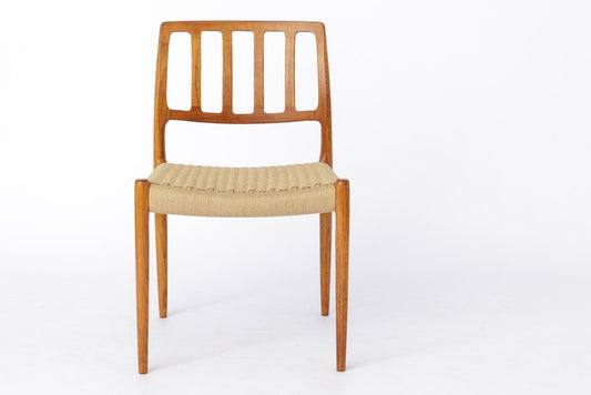 Model 83 Dining Chair with Paper Cord Seat by Niels Moller, 1970s