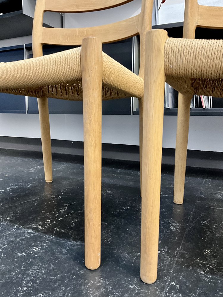 Model 84 Dining Chairs in Oak and Paper-Cord by J.L. Møllers for Niels Otto Møller, Denmark, 1970s, Set of 2