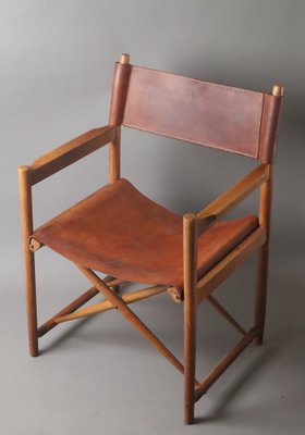 Model 903 Foldable Chair in Saddle Leather and Oak by Kurt Culetto for Horgenglarus, 1960s-ESB-1795879