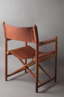 Model 903 Foldable Chair in Saddle Leather and Oak by Kurt Culetto for Horgenglarus, 1960s-ESB-1795879