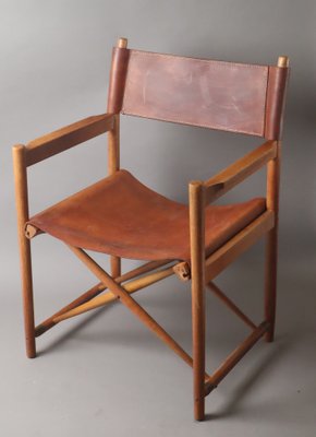 Model 903 Foldable Chair in Saddle Leather and Oak by Kurt Culetto for Horgenglarus, 1960s-ESB-1795879