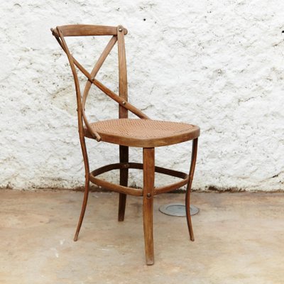 Model 91 Wood and Rattan Side Chair from Thonet, 1920s-WM-575589