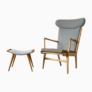 Model AP-16 Easy Chair and Ottoman by Hans J. Wegner for AP-Stolen, 1951, Set of 2-UMB-1326115