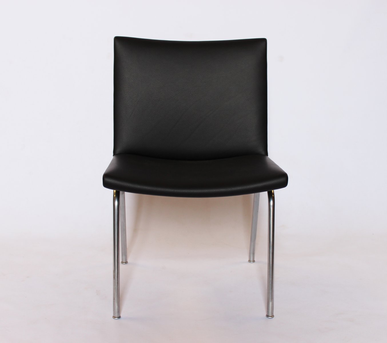 Model AP37 Back Leather Airport Chairs by Hans J. Wegner for A.P. Stolen, 1950s, Set of 4