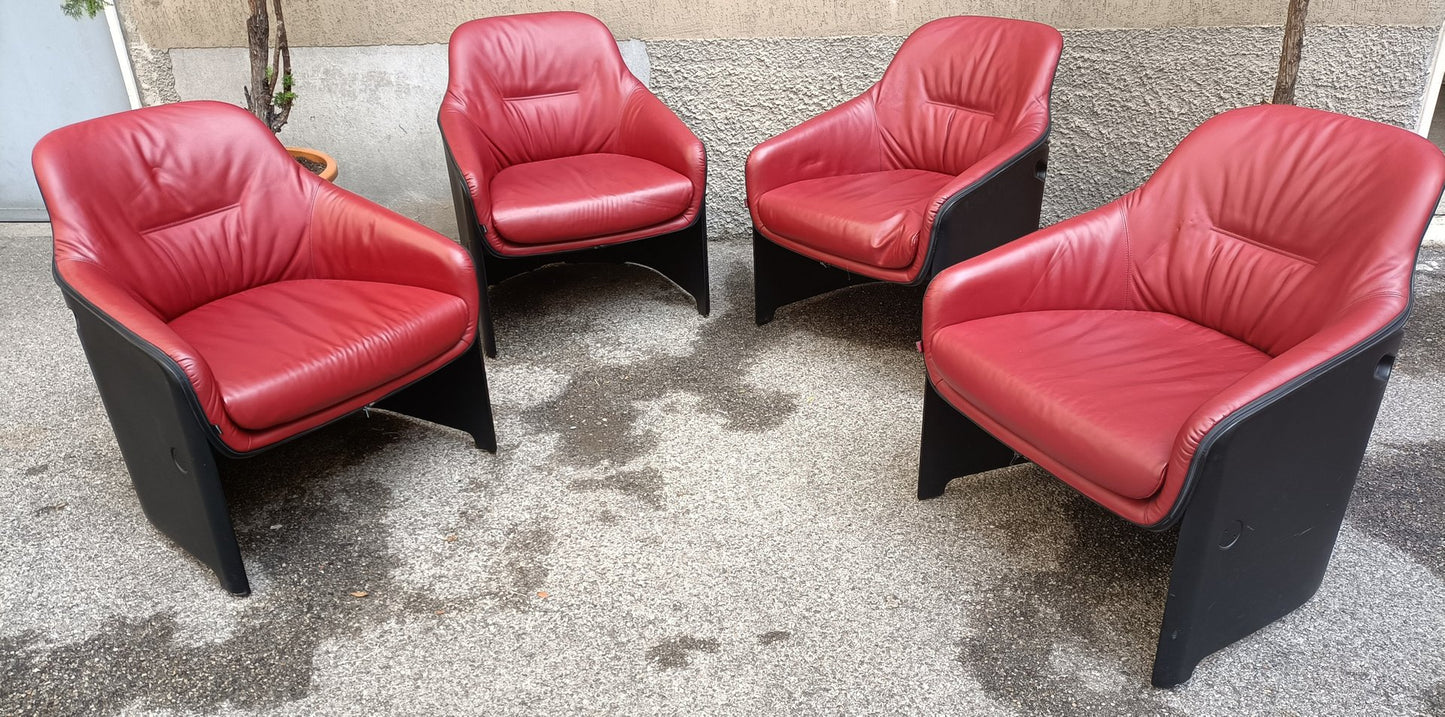 Model Avus Armchair in Red Leather by Konstantin Grcic for Plank, 2013