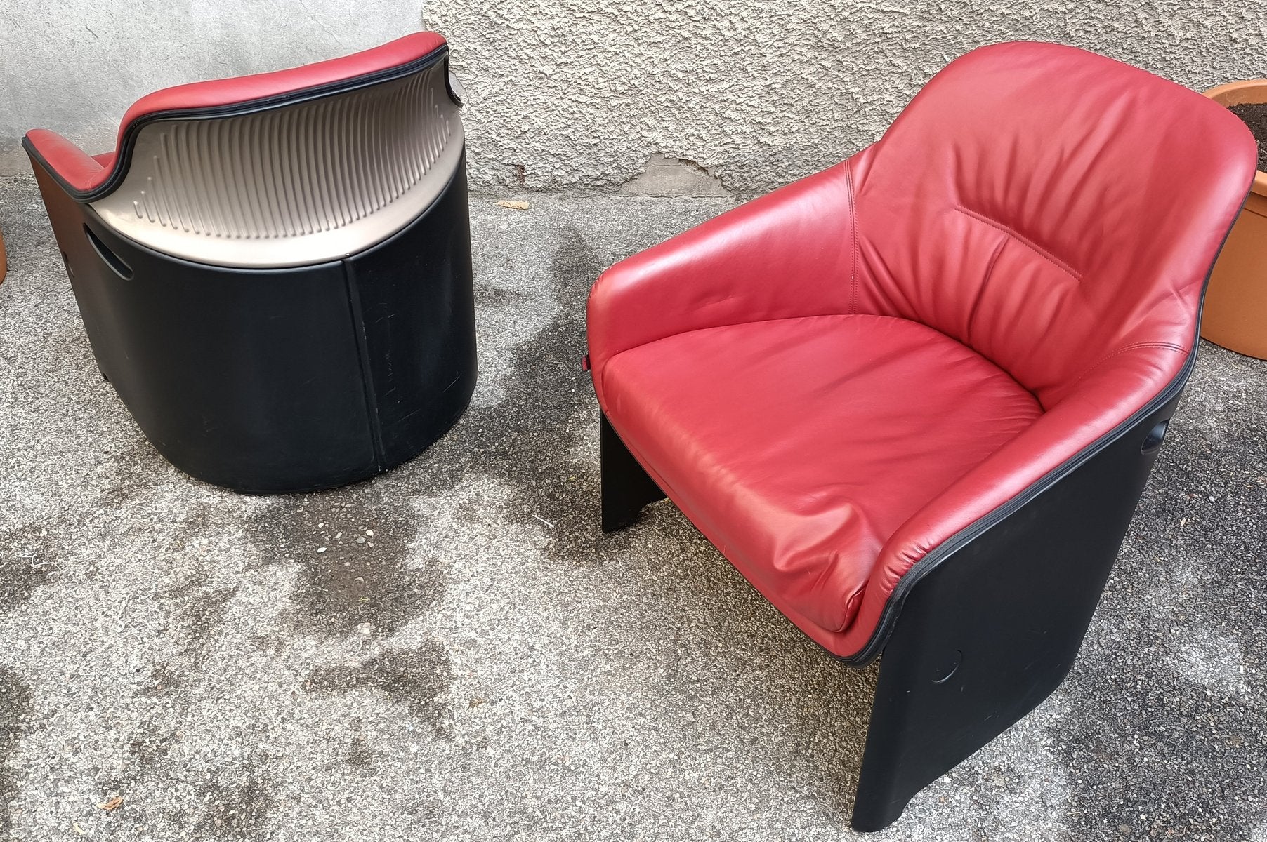 Model Avus Armchair in Red Leather by Konstantin Grcic for Plank, 2013