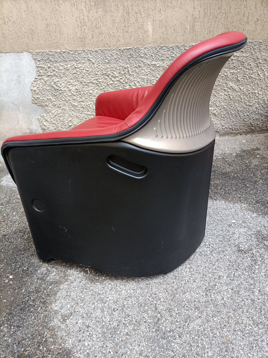 Model Avus Armchair in Red Leather by Konstantin Grcic for Plank, 2013