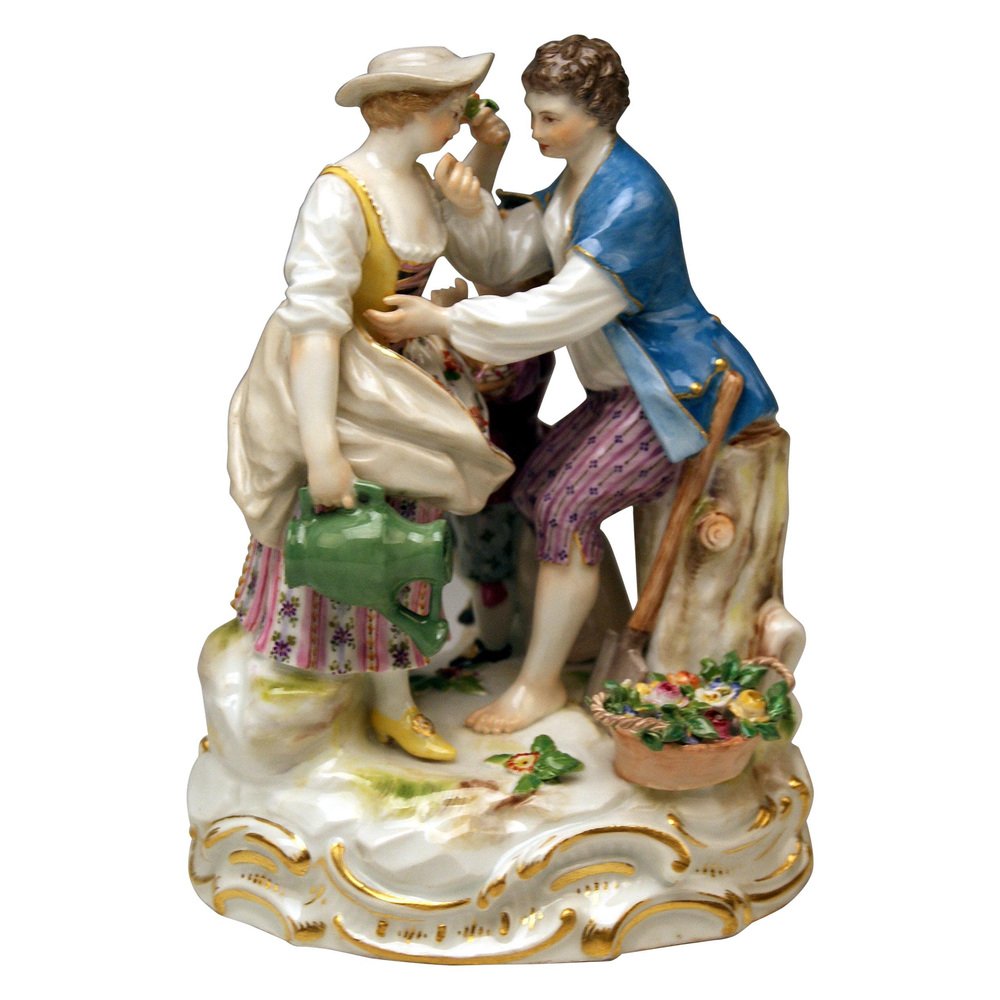 Model B 28 Gardener Couple Rococo Garments by Acier for Meissen, 1870