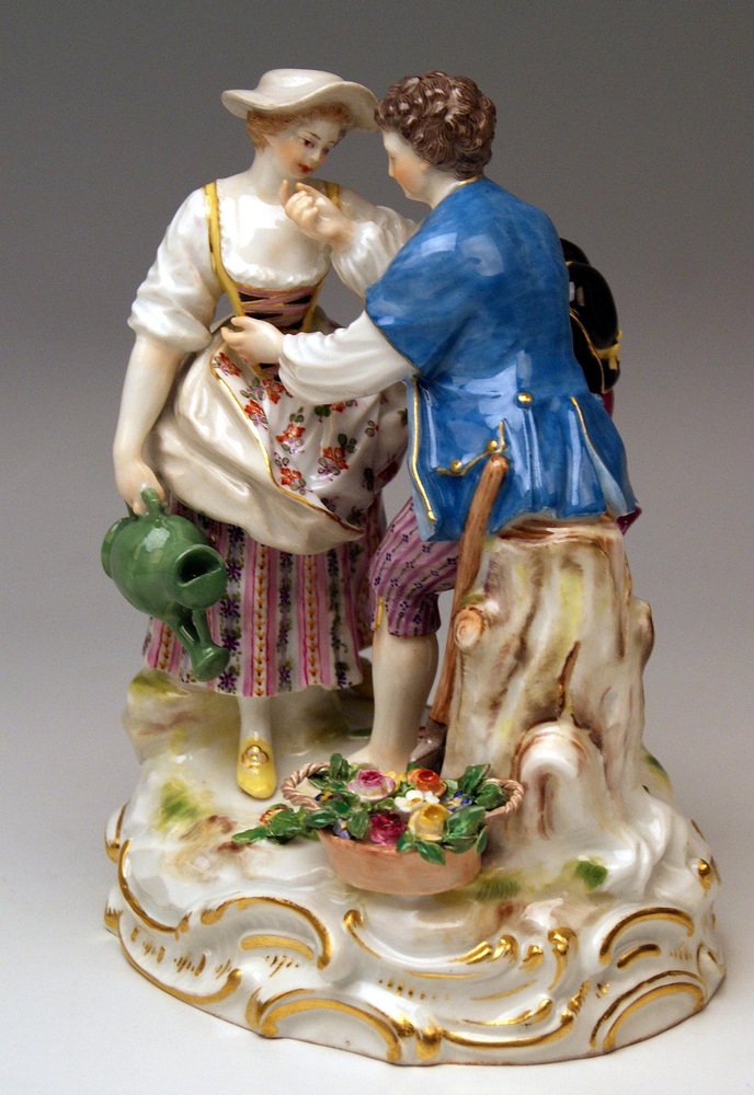 Model B 28 Gardener Couple Rococo Garments by Acier for Meissen, 1870