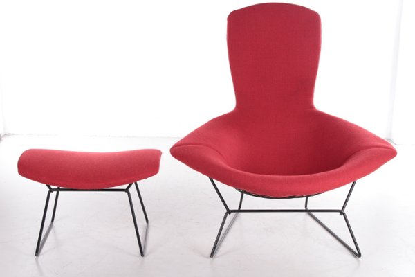 Model Bird Armchair with Ottoman by Harry Bertoia for Knoll, 1970s, Set of 2-EZZ-1017135