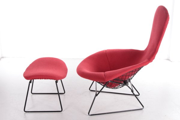 Model Bird Armchair with Ottoman by Harry Bertoia for Knoll, 1970s, Set of 2-EZZ-1017135