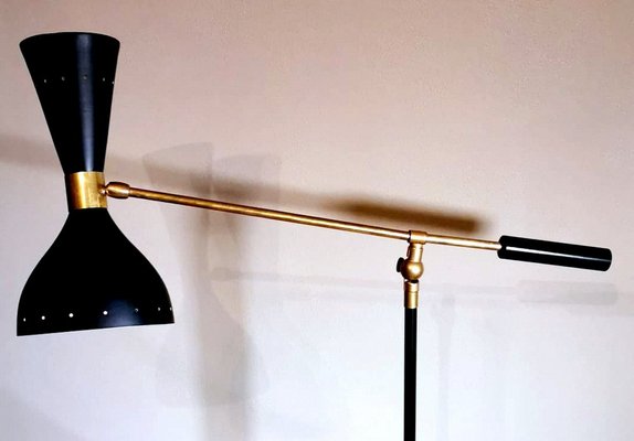 Model Diabolo Brass Table Lamp with Carrara Marble Base in the Style of Stilnovo-QRS-949663