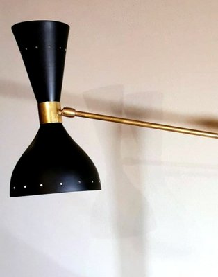 Model Diabolo Brass Table Lamp with Carrara Marble Base in the Style of Stilnovo-QRS-949663