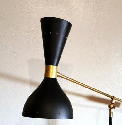 Model Diabolo Brass Table Lamp with Carrara Marble Base in the Style of Stilnovo-QRS-949663